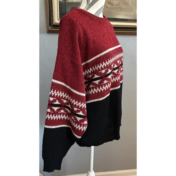 Sweater Graphix Men’s XL Red Fair Isle Knit Vintage 90s - Picture 3 of 8